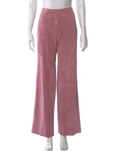 Pre-owned Victoria Beckham Leather Wide Leg Pants In Pink