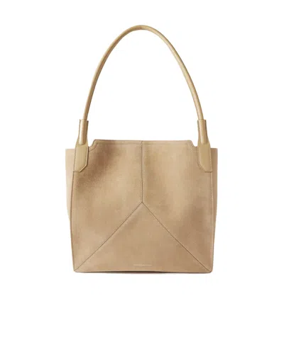Victoria Beckham The Victoria Soft Mini Leather-trimmed Suede Tote In Neutral