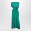 Victoria Beckham Asymmetric Draped Knotted Sleeveless Mid-length Dress In Green