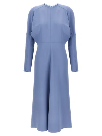 VICTORIA BECKHAM WOMEN LIGHT BLUE DOLMAN MIDI DRESS, XS LUXURY DRESSES FOR WOMEN DARVEYS