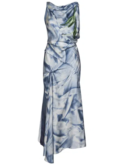 Victoria Beckham Asymmetric Draped Sleeveless Midi Dress In Blue