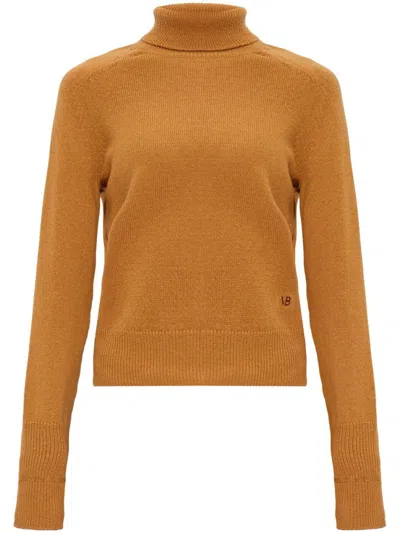 VICTORIA BECKHAM LIGHT BROWN POLO NECK JUMPER