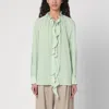 Victoria Beckham Ruffled Crepe De Chine Shirt In Green
