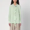 Victoria Beckham Ruffled Crepe De Chine Shirt In Green