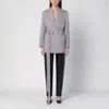 Victoria Beckham Light Grey Wool Jacket With Belt In Grey