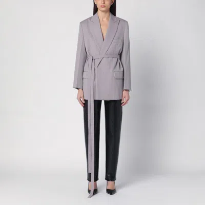 VICTORIA BECKHAM VICTORIA BECKHAM  LIGHT GREY WOOL JACKET WITH BELT