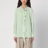 Victoria Beckham Ruffled Front Lightweight Fabric Long Sleeves In Green