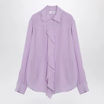 VICTORIA BECKHAM VICTORIA BECKHAM LILAC SILK SHIRT WITH RUFFLES