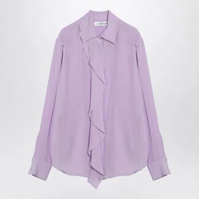 VICTORIA BECKHAM LILAC SILK SHIRT WITH RUFFLES