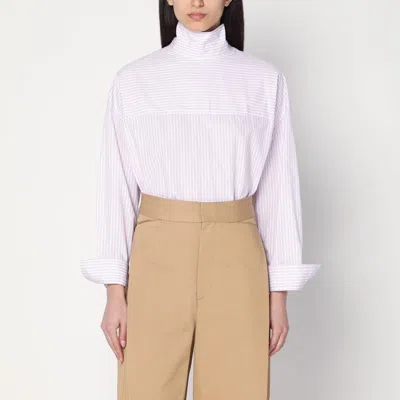 Victoria Beckham Lilac/white Striped Shirt In Organic Cotton