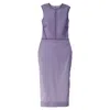 Victoria Beckham Linear Fitted Midi Dress In Purple Silk In Purple