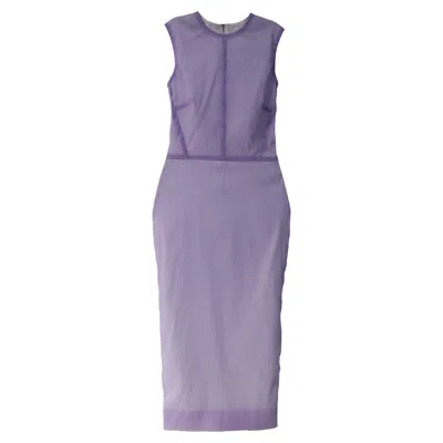 Victoria Beckham Linear Fitted Midi Dress In Purple Silk