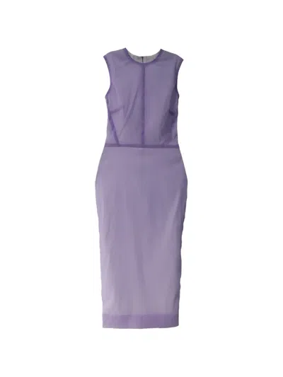 Pre-owned Victoria Beckham Linear Midi Fitted Dress In Purple