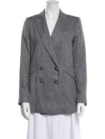 Pre-owned Victoria Beckham Linen Printed Blazer W/ Tags In Gray