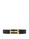 Victoria Beckham Frame Belt Black Grained Calfskin Belt In Black