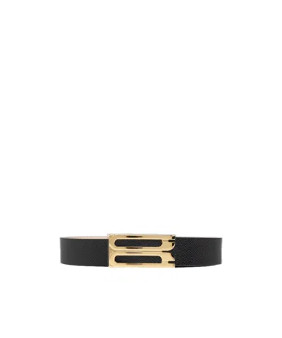 Victoria Beckham Logo-buckle Belt In Black