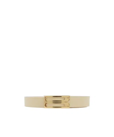 Victoria Beckham Logo-buckle Belt In Beige