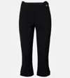 Victoria Beckham Buttoned Cuff Cropped Wool Trousers In Black