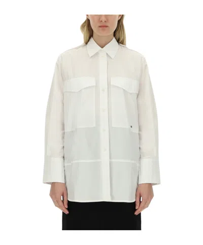 VICTORIA BECKHAM LOGO-EMBROIDERED COTTON SHIRT