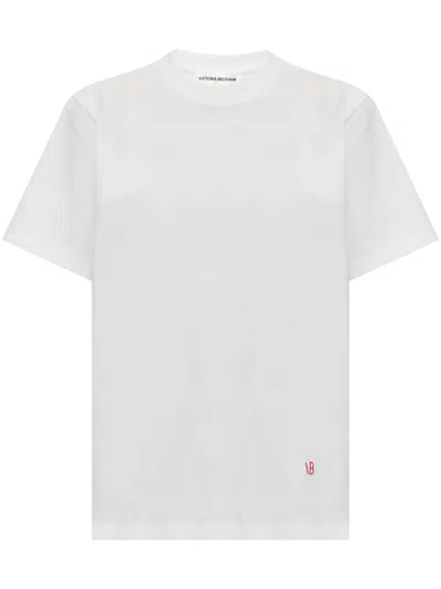 Victoria Beckham Logo-embroidered Cotton T-shirt In White