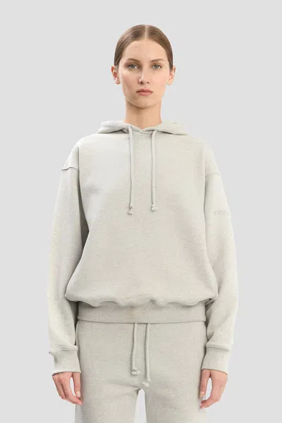 Victoria Beckham Logo Embroidered Hoodie In Grey Marl In Gray