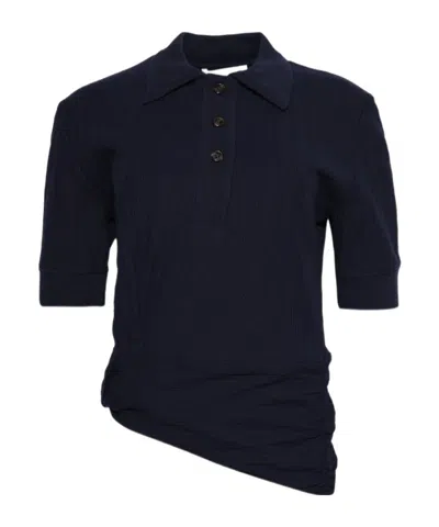 Victoria Beckham Logo Embroidery Polo Top In Blue