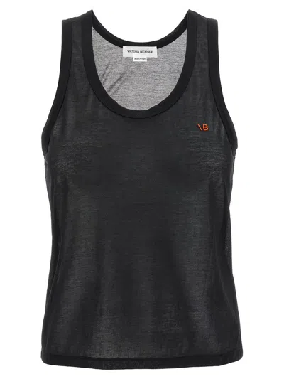 Victoria Beckham Logo Embroidery Tank Top Tops Black