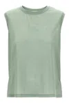 Victoria Beckham Embroidered Logo Sleeveless Crew Neck Top
