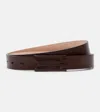 Victoria Beckham Tonal Jumbo Frame Belt In Dark Brown Smooth Leather