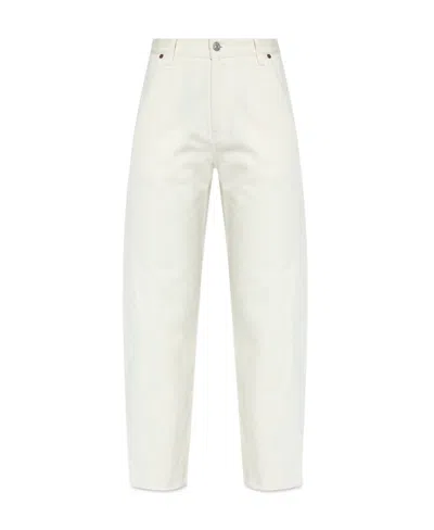 Victoria Beckham Logo-patch Cotton Tapered Jeans In White