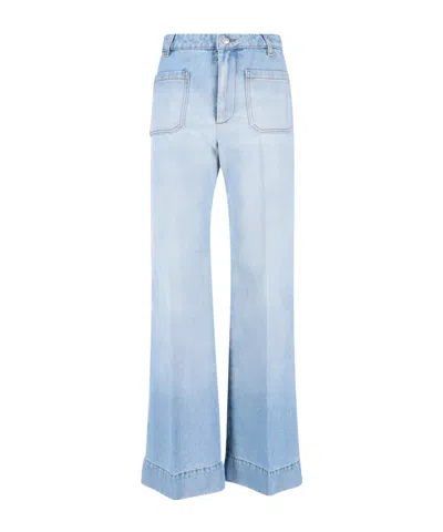 Victoria Beckham Logo Patch Flared Jeans In Blue