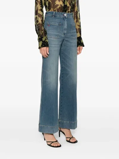 Victoria Beckham Logo-patch Jeans In Blue