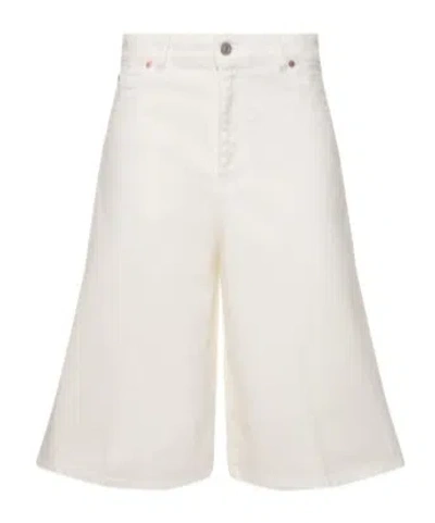 Victoria Beckham Logo Posted Bermuda Shorts In White
