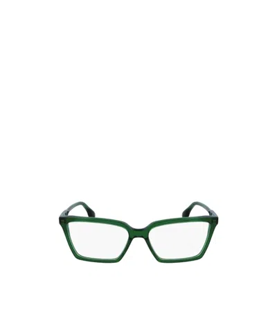 Victoria Beckham Logo-print Square-frame Glasses In Green