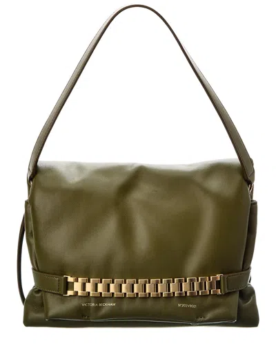 Victoria Beckham Logo Puffy Chain Leather Satchel In Green