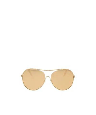 Victoria Beckham Round Frame Sunglasses In Gold