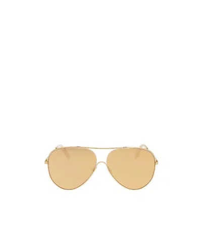 Victoria Beckham Logo Sunglasses In Gold