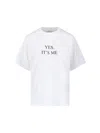 Victoria Beckham Graphic Print Crew Neck Short Sleeve Top In White