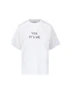 Victoria Beckham Graphic Print Crew Neck Short Sleeve Top In White