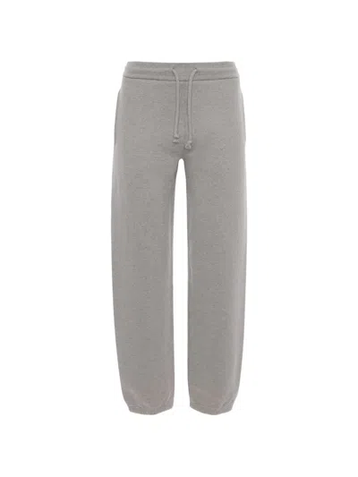 Victoria Beckham Logo Embroidered Organic Cotton Joggers In Gray