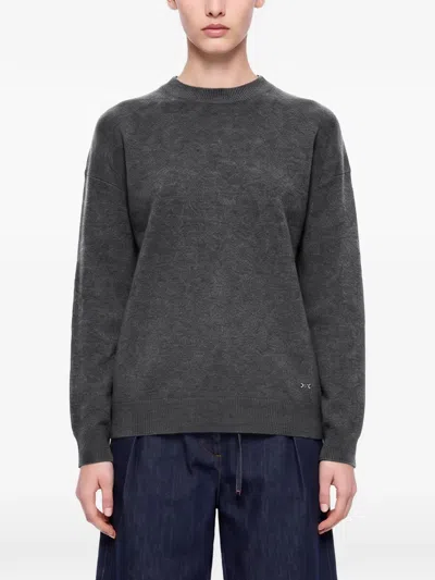 Victoria Beckham Logo-plaque Drop-shoulder Sweater In Gray