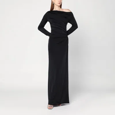 VICTORIA BECKHAM LONG BLACK DRESS IN VISCOSE JERSEY
