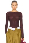 Victoria Beckham Long Sleeve Backless Bodysuit