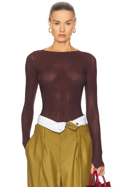 Victoria Beckham Long Sleeve Backless Bodysuit In Red