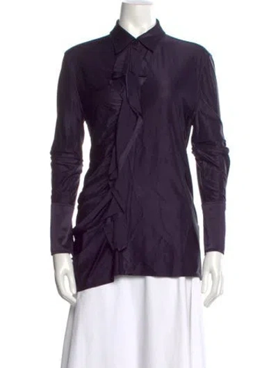 Pre-owned Victoria Beckham Long Sleeve Blouse In Purple