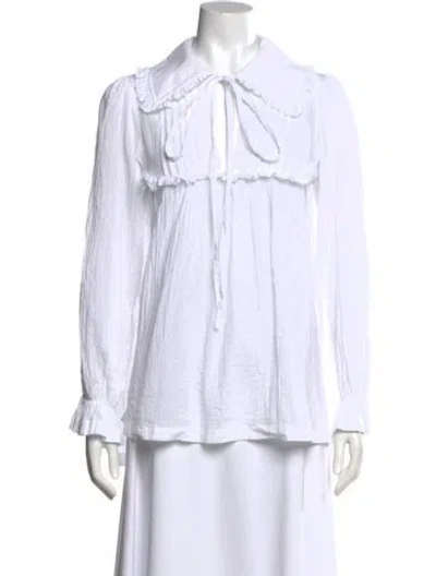 Pre-owned Victoria Beckham Long Sleeve Blouse In White