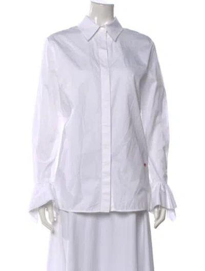 Pre-owned Victoria Beckham Long Sleeve Blouse In White