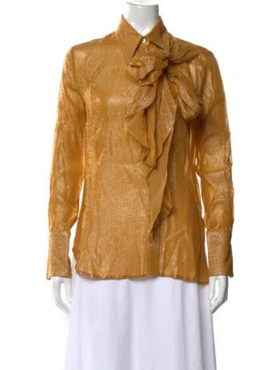 Pre-owned Victoria Beckham Long Sleeve Blouse In Yellow