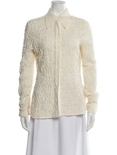 Pre-owned Victoria Beckham Long Sleeve Button-up Top In Neutral