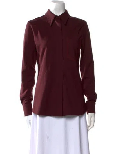 Pre-owned Victoria Beckham Long Sleeve Button-up Top W/ Tags In Burgundy